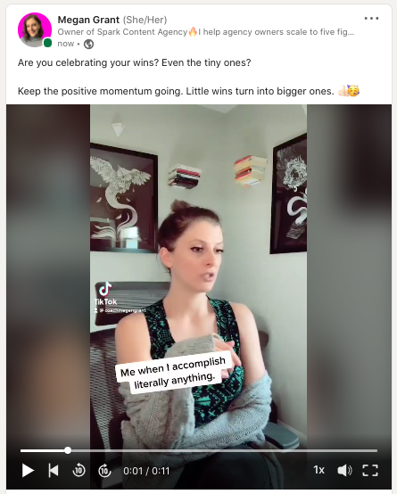 what to post on LinkedIn post examples using a tiktok video
